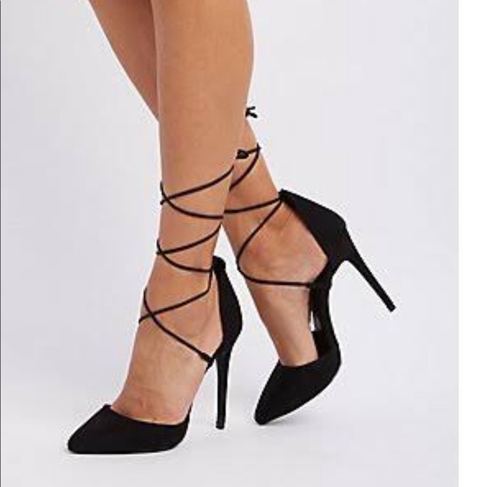 Mia suede string up open pumps
